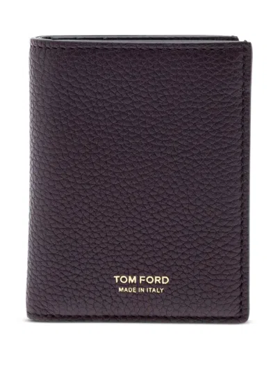 Tom Ford Leather Cardholder In Purple