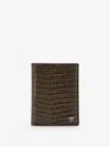 Tom Ford Crocodile Embossed Leather Cardholder In Green