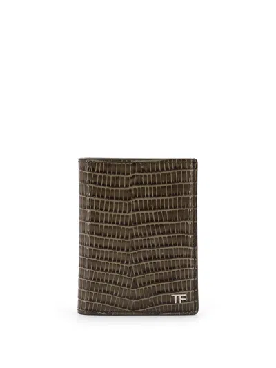 Tom Ford Leather Cardholder With Croco Effect