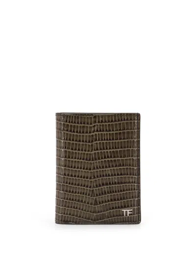 Tom Ford Leather Cardholder With Croco Effect