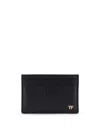 Tom Ford Men Leather Cardholder With Logo In Black