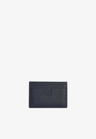 Tom Ford Leather Cardholder With Logo-stamp In Black