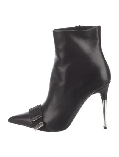 Pre-owned Tom Ford Leather Chain-link Accents Boots In Black