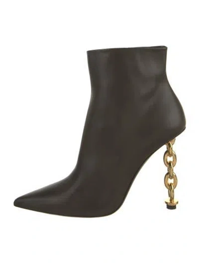 Pre-owned Tom Ford Leather Chain-link Accents Boots In Green