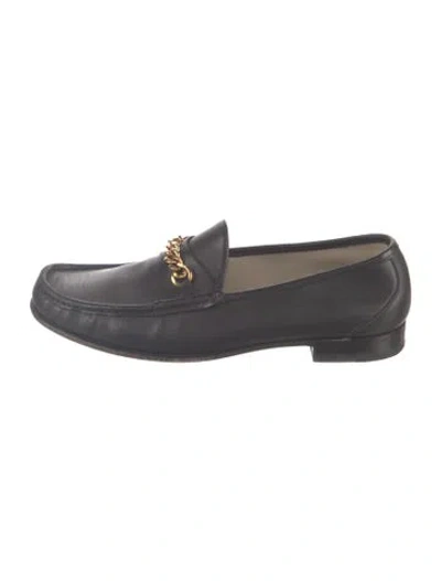 Pre-owned Tom Ford Leather Chain-link Accents Dress Loafers In Black