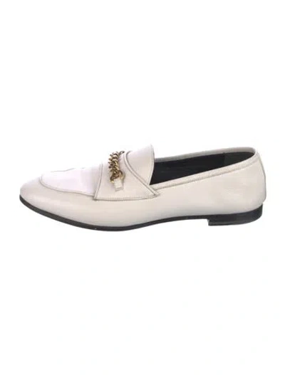 Pre-owned Tom Ford Leather Chain-link Accents Loafers In White