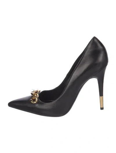 Pre-owned Tom Ford Leather Chain-link Accents Pumps In Black