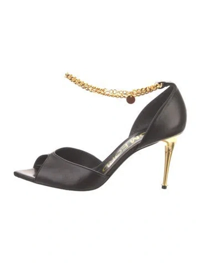 Pre-owned Tom Ford Leather Chain-link Accents Sandals In Black