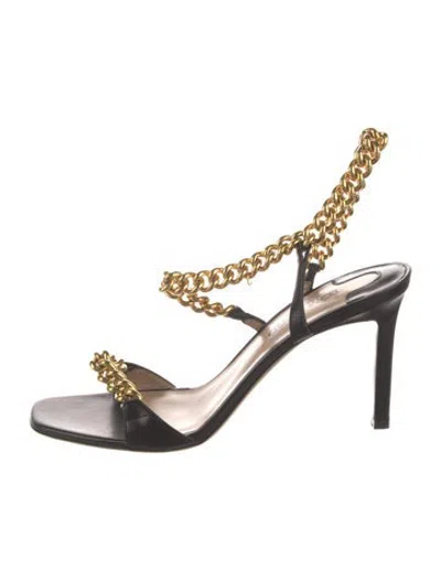 Pre-owned Tom Ford Leather Chain-link Accents Sandals In Black