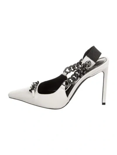 Pre-owned Tom Ford Leather Chain-link Accents Slingback Pumps In White