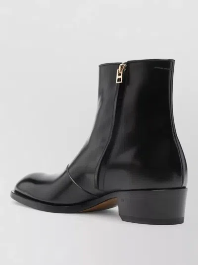 Tom Ford Leather Chelsea Ankle Boots Block Heel In Black