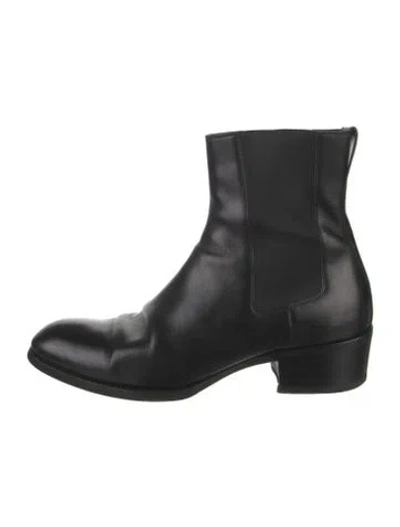 Pre-owned Tom Ford Leather Chelsea Boots In Black