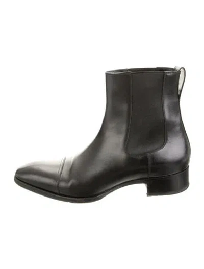 Pre-owned Tom Ford Leather Chelsea Boots In Black