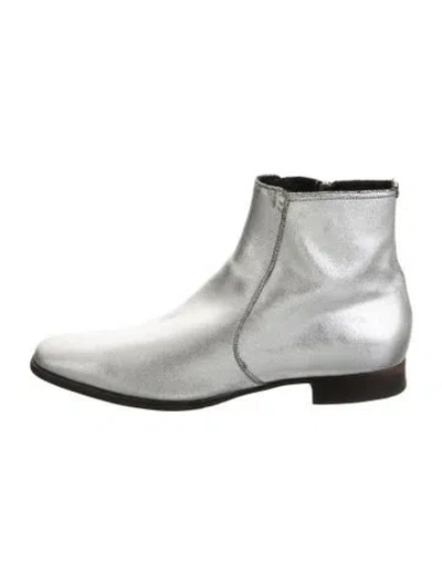 Pre-owned Tom Ford Leather Chelsea Boots In Silver