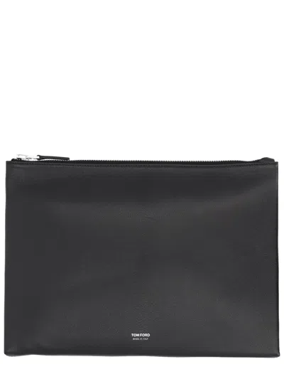 Tom Ford Leather Clutch Bag In Black