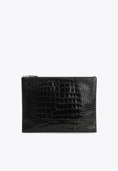 Tom Ford Leather Clutch Bag In Black