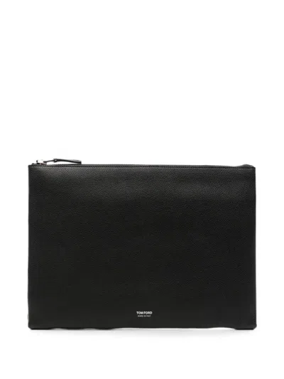 Tom Ford Leather Clutch Bag In Black