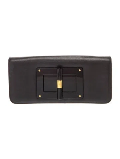 Pre-owned Tom Ford Leather Clutch In Black