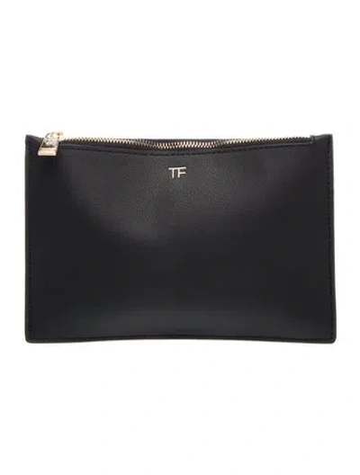 Pre-owned Tom Ford Leather Clutch In Blue