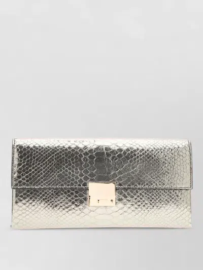 Tom Ford Leather Clutch Compact Metallic Finish Snake Pattern