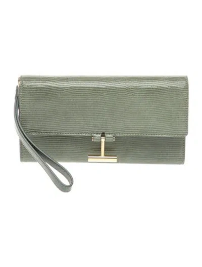 Pre-owned Tom Ford Leather Clutch In Green