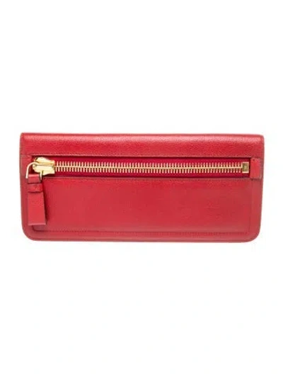 Pre-owned Tom Ford Leather Clutch In Red