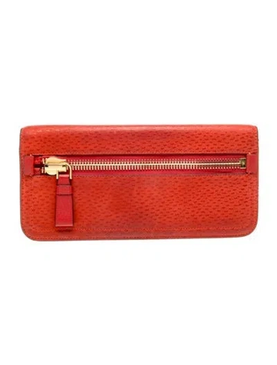 Pre-owned Tom Ford Leather Clutch In Red