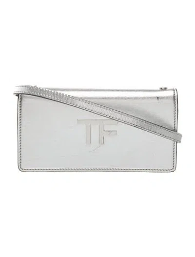 Pre-owned Tom Ford Leather Clutch In Silver