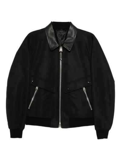 Tom Ford Leather Collar Bomber In Black