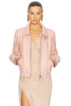 Tom Ford Lambskin Leather Moto Jacket In Pink