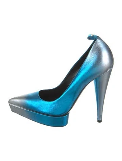 Pre-owned Tom Ford Leather Colorblock Pattern Pumps In Blue