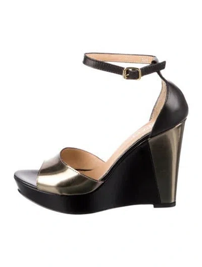 Pre-owned Tom Ford Leather Colorblock Pattern Sandals In Black