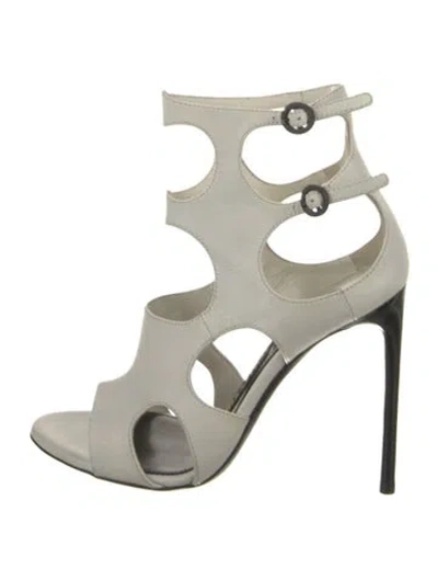 Pre-owned Tom Ford Leather Colorblock Pattern Sandals In Neutral