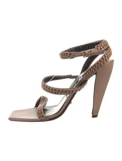 Pre-owned Tom Ford Leather Colorblock Pattern Sandals In Pink