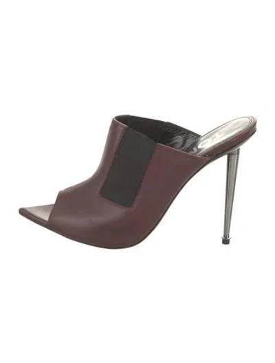 Pre-owned Tom Ford Leather Colorblock Pattern Slides In Burgundy