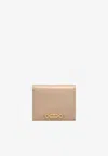 Tom Ford Leather Compact Wallet In Beige
