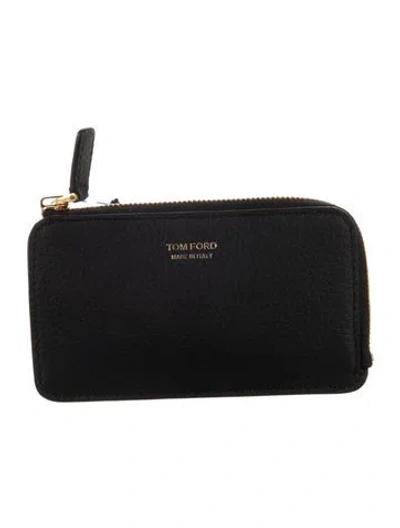 Pre-owned Tom Ford Leather Compact Wallet In Black