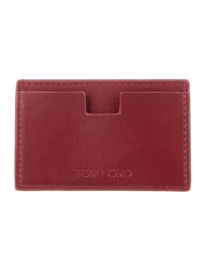 Pre-owned Tom Ford Leather Compact Wallet In Burgundy