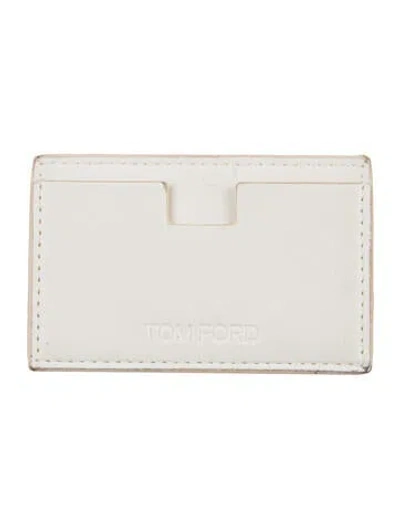 Pre-owned Tom Ford Leather Compact Wallet In White