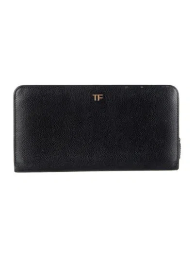 Pre-owned Tom Ford Leather Continental Wallet In Black
