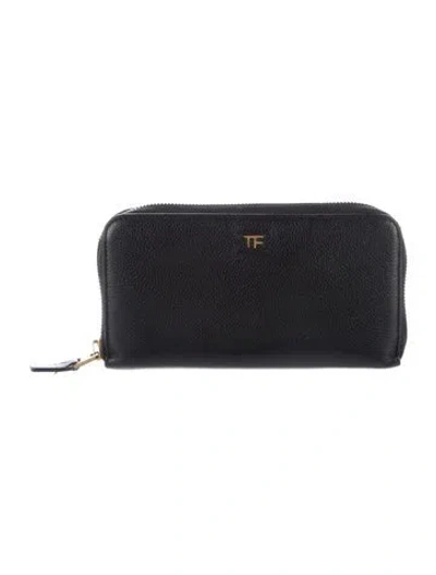 Pre-owned Tom Ford Leather Continental Wallet In Black