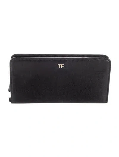 Pre-owned Tom Ford Leather Continental Wallet In Black
