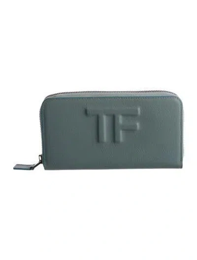 Pre-owned Tom Ford Leather Continental Wallet In Blue