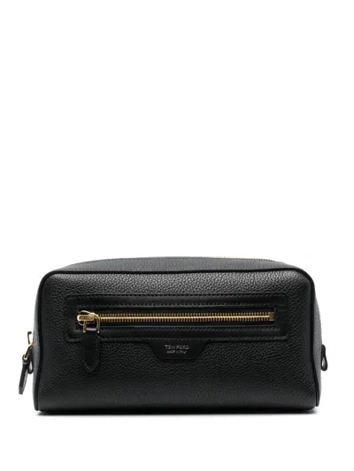 Tom Ford Leather Cosmetic Bag In Black