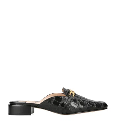 Tom Ford Leather Croc-embossed Whitney Mules 25 In Black