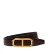 Tom Ford Leather Cross-embossed T Buckle Belt In Brown
