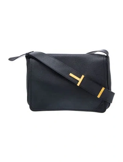 Pre-owned Tom Ford Leather Crossbody Bag In Black