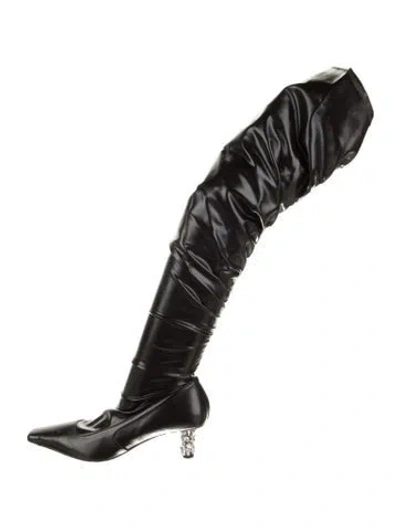 Pre-owned Tom Ford Leather Crystal Embellishments Sock Boots In Black