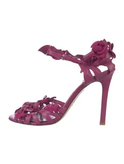 Pre-owned Tom Ford Leather Cutout Accent Sandals In Purple