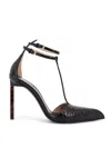 Tom Ford Leather Decollete With Python Effect In Animal Print
